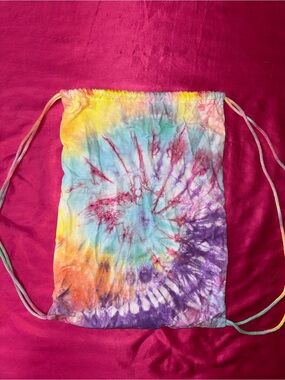 Tie-Dye Drawstring Backpack in Rainbow Colors